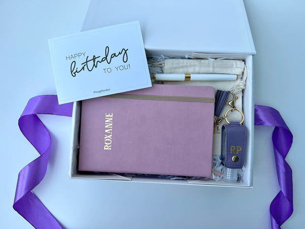 Sweet Purple Pink Personal Notebook Set for Ladies on the Go - Farewell/Thank you/ Brithday Gift for Colleagues