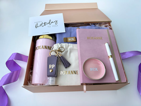 Farewell Thank you Premium LUXE Personal Desk Set in Purple Blush Gold