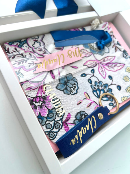 Journal Gift Set in Floral Blue + Pink