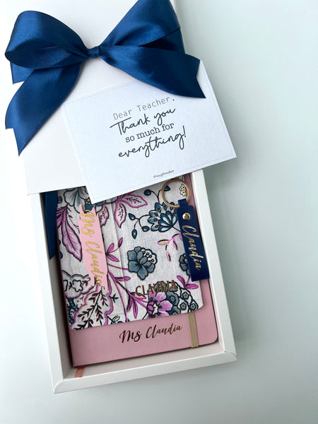 Journal Gift Set in Floral Blue + Pink
