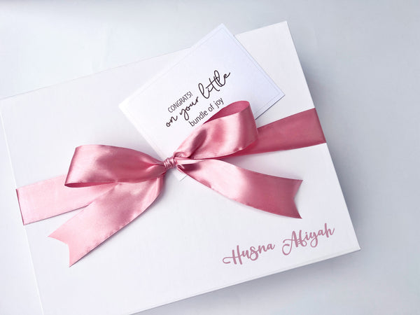 NEW! New Mom & Baby Dearest Gift Box (Dark Cherry Pink / Light Pearl Pink) - for baby girl