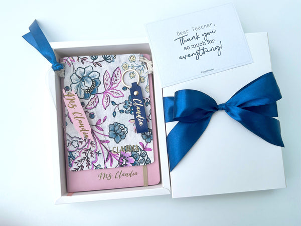 Journal Gift Set in Floral Blue + Pink