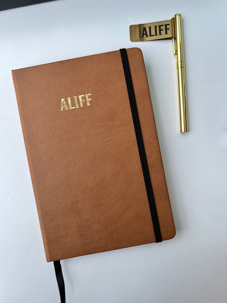 black brown gold personalised custom customized gift set hamper for male colleagues boys man men for him boss employer husband notebook handphone stand pen holder hand sanitiser farewell goodbye thank you promotion birthday anniversary work desk essentials singapore gifting delivery service express fast SG