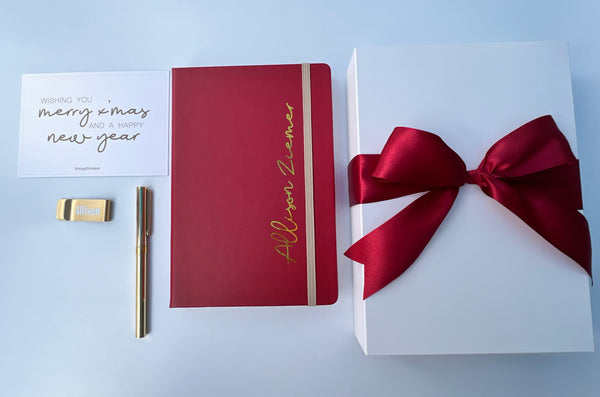 Notebook (Thick) Gift Set in Emerald Green/Crimson Red