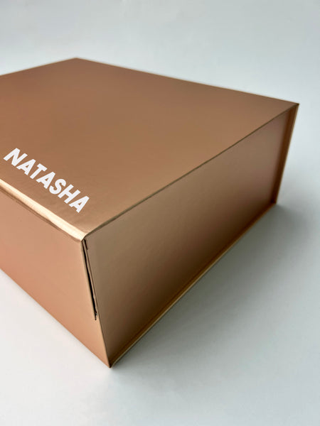 rose gold magnetic gift box personalised custom customised singapore SG gift wrapping wrap service christmas gifting