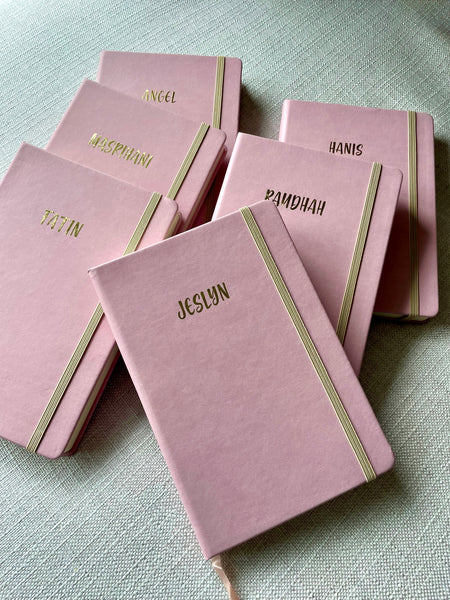 personalised customised notebook journal thick name gift service singapore office christmas exchange bridesmaids gifts