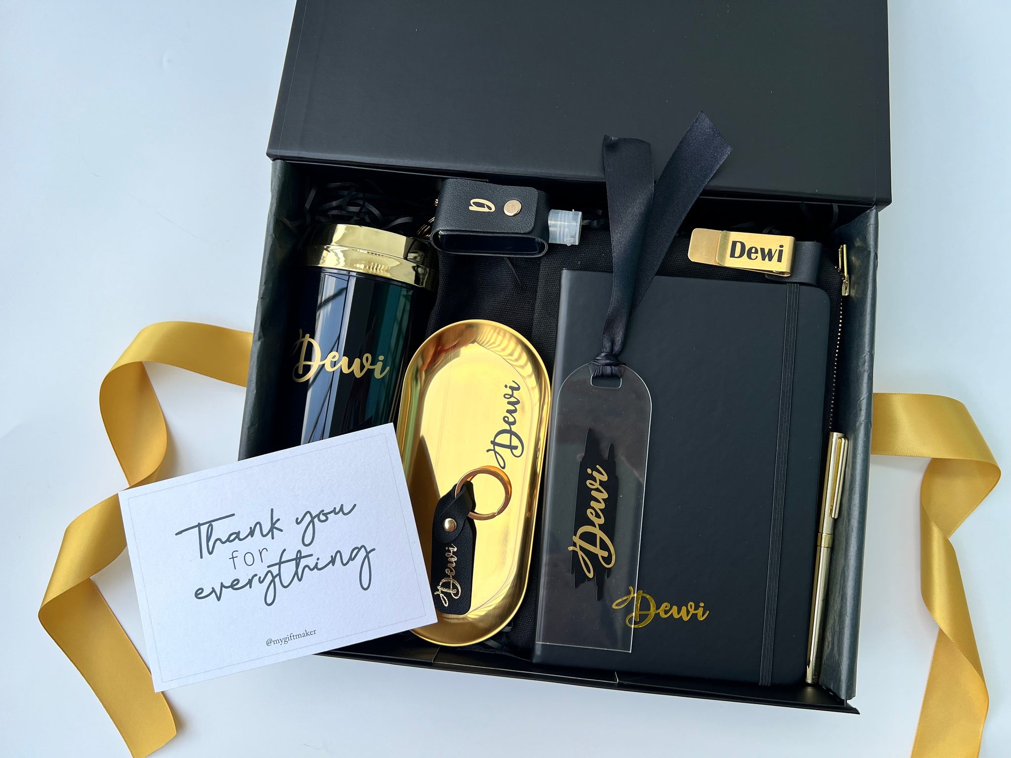 NEW! Premium LUXE Full Personal Work Set for Ladies in Black + Gold, birthday / farewell / thank you gift for colleagues