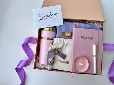 NEW! Farewell Thank you Premium LUXE Personal Desk Set in Purple Blush Gold