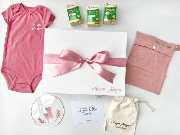 NEW! New Mom & Baby Dearest Gift Box (Dark Cherry Pink / Light Pearl Pink) - for baby girl