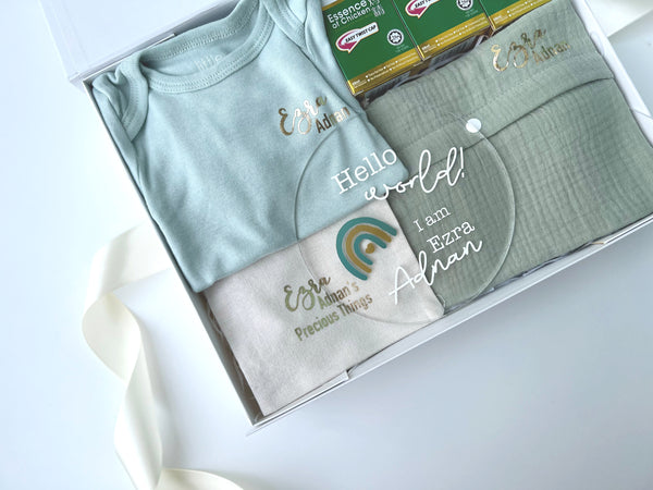NEW! New Mom & Baby Dearest Gift Box (Fern Green) - for baby boy or girl