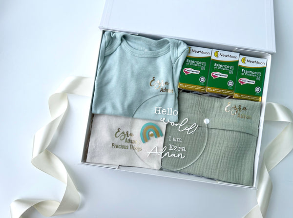 NEW! New Mom & Baby Dearest Gift Box (Fern Green) - for baby boy or girl