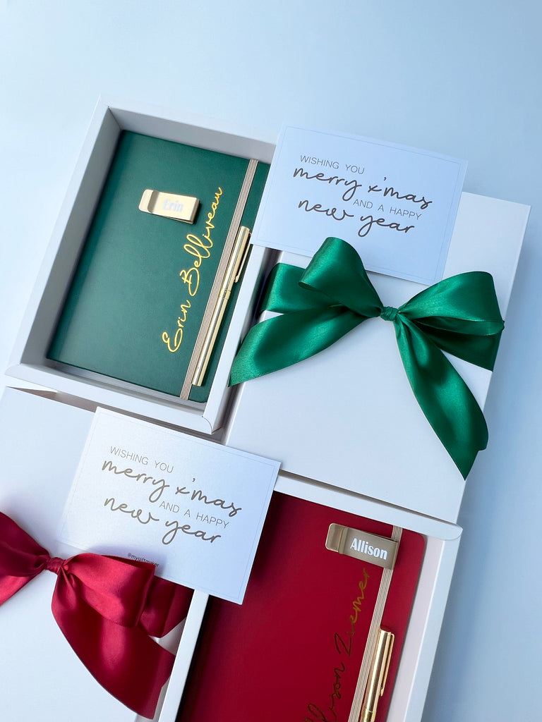 Writer's Custom Gift Set with Journal, Keychain, Pen & Box - Teals