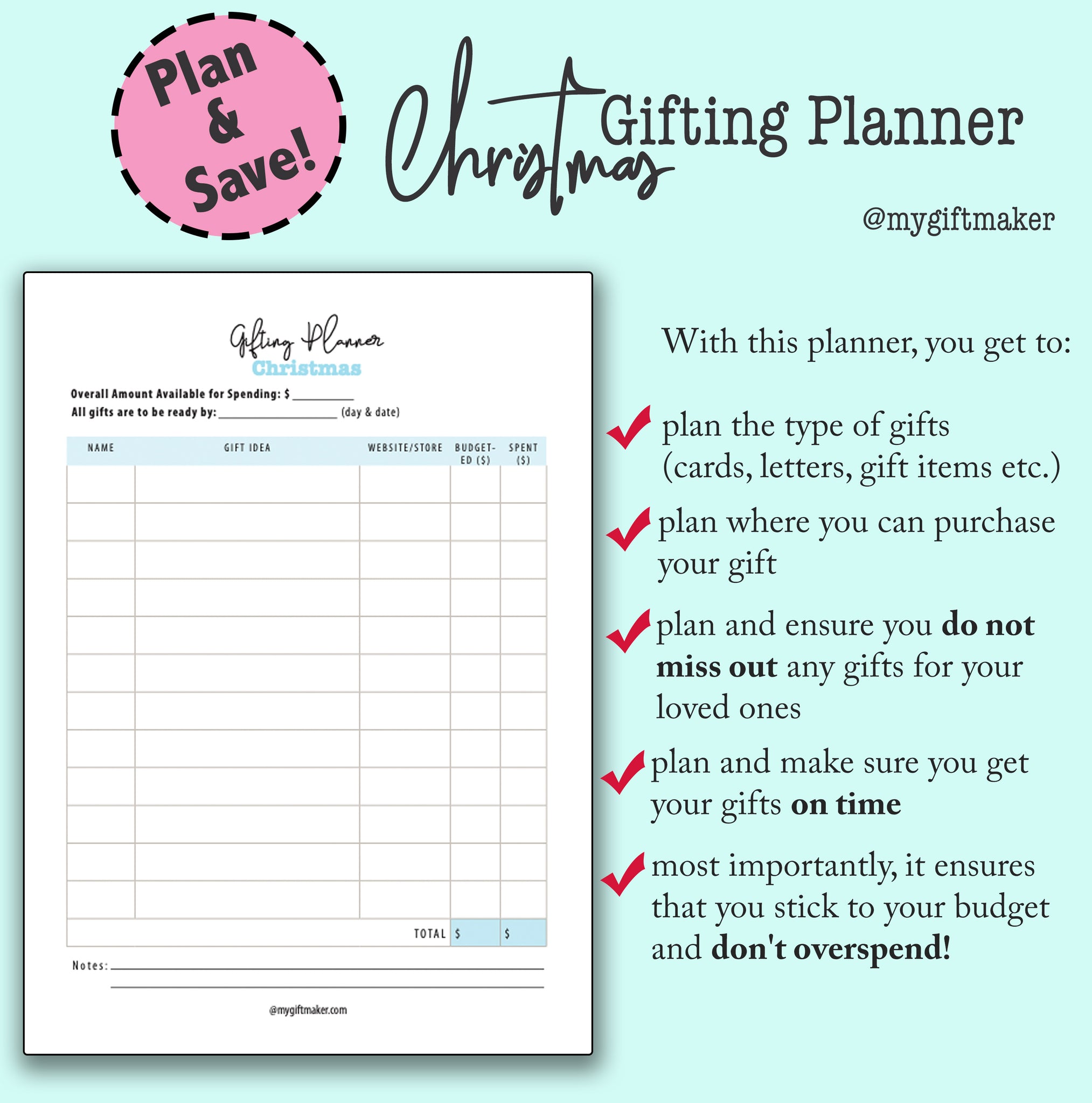 NEW! Christmas Gifting Planner [Instant download, Printable]