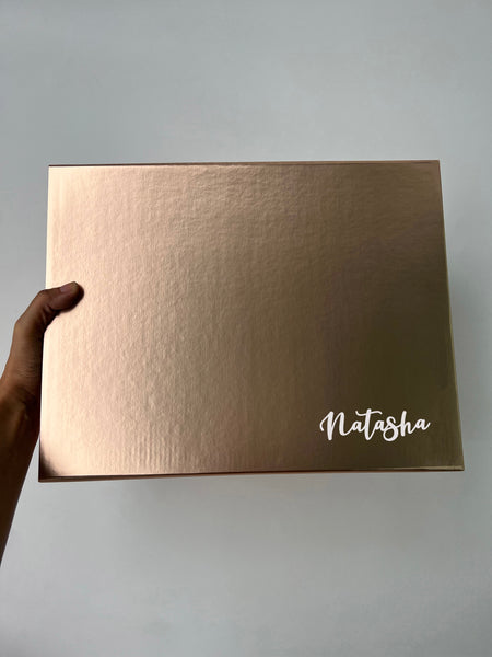 rose gold large 33 x 11 cm magnetic gift box personalised custom customised singapore SG gift wrapping wrap service christmas gifting