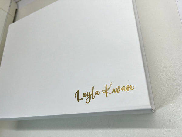 white magnetic gift box name words personalised custom customised singapore SG gift wrapping wrap service christmas gifting