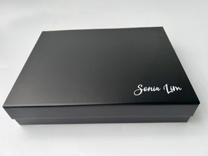 black magnetic gift box personalised custom customised singapore SG gift wrapping wrap service christmas gifting