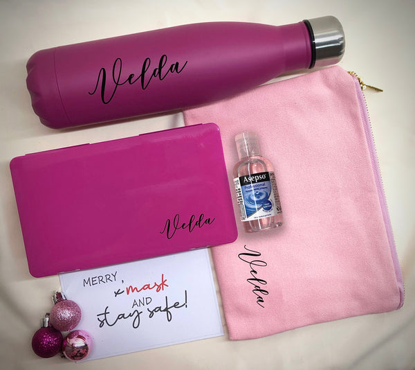 Wellness - Stay Hydrated and Safe Gift Set (*Pink and purple mask case sold out. Black low stock)